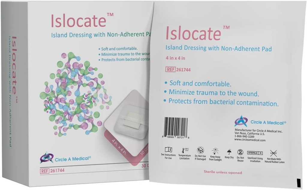 Islocate Adhesive Island Dressing, 4" x 4", 30/bx