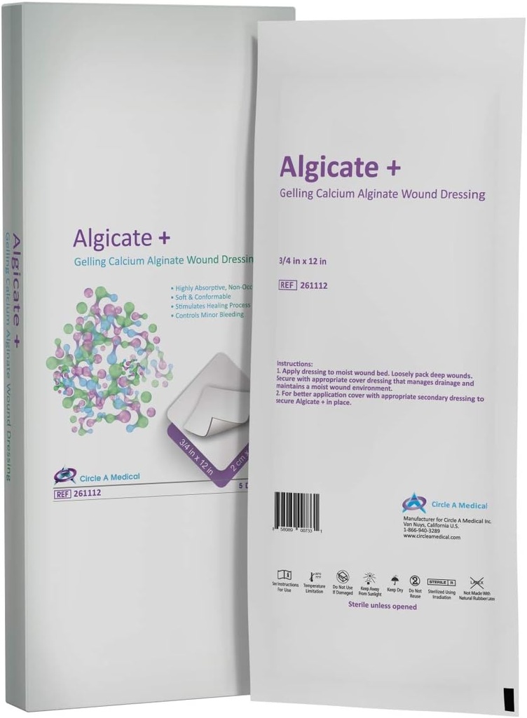 Alginate+ Gelling Calcium Alginate Dressing, 3.4" x 12", Sterile 1s, 5/bx