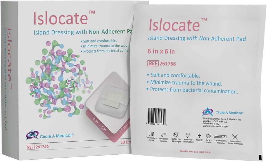 Islocate Adhesive Island Dressing,  6" x 6", 30/bx