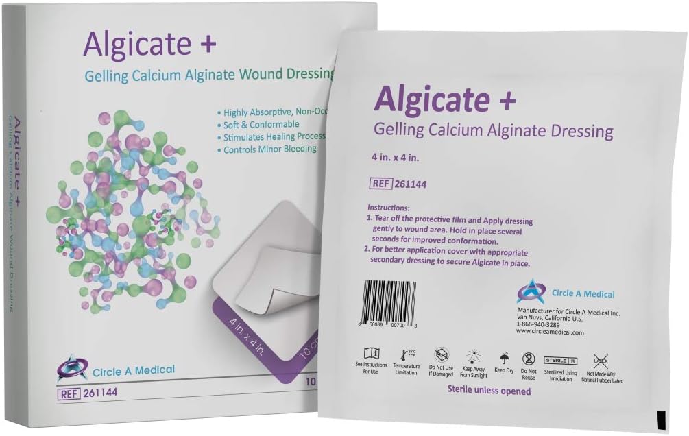 Alginate+ Gelling Calcium Alginate Dressing, 4" x 4", Sterile 1s, 10/bx