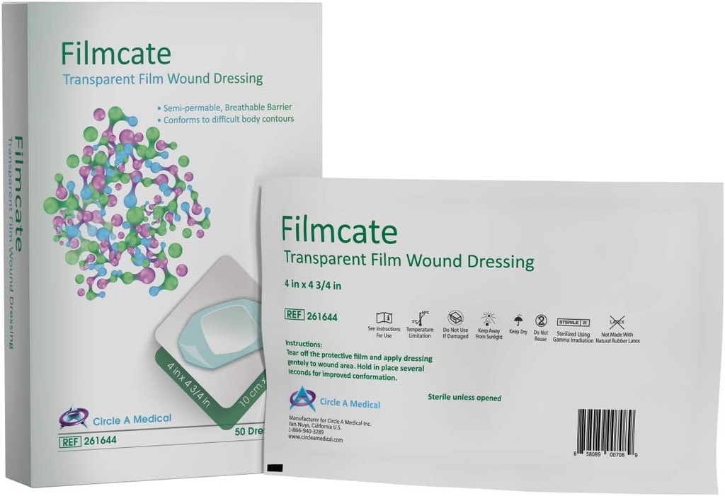 Filmcate Transparent Adhesive Dressing, 4" x 4¾", 50/bx