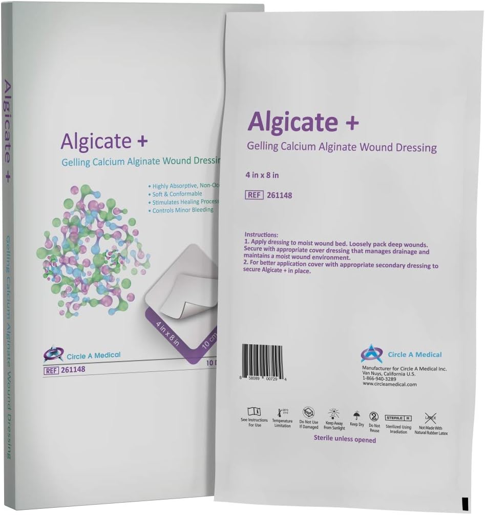 Alginate+ Gelling Calcium Alginate Dressing, 4" x 8", Sterile 1s, 10/bx