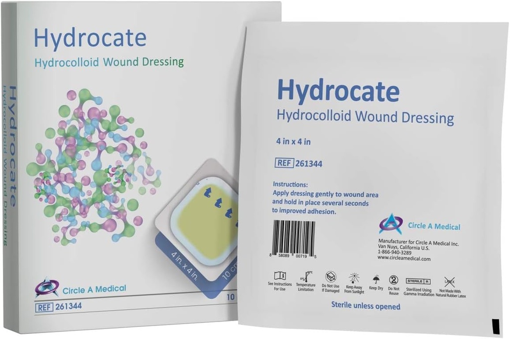 Hydrocate - Hydrocolloid Dressing, 4" x 4", Border, 10/bx