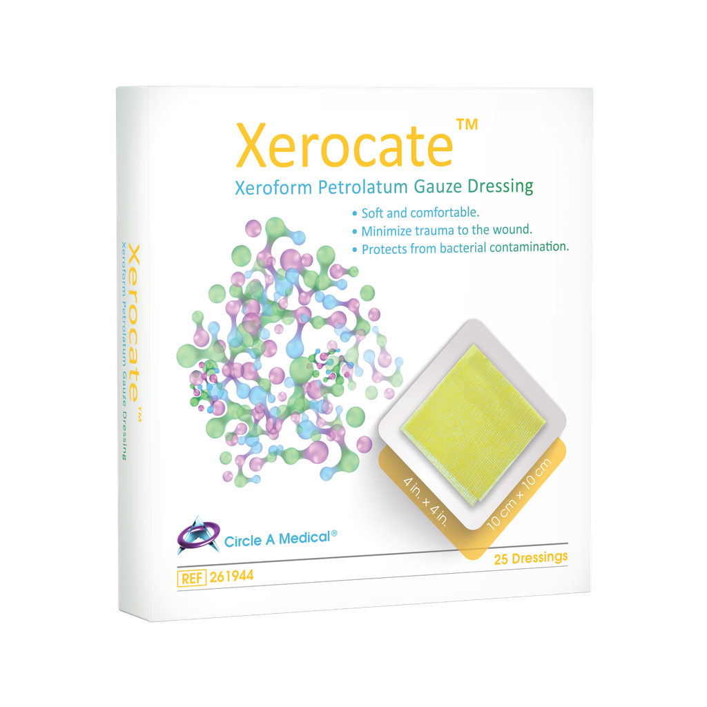 Xerocate Petrolatum Gauze Dressing, 4" x 4" Patch Peelable Foil Packs, 25/bx