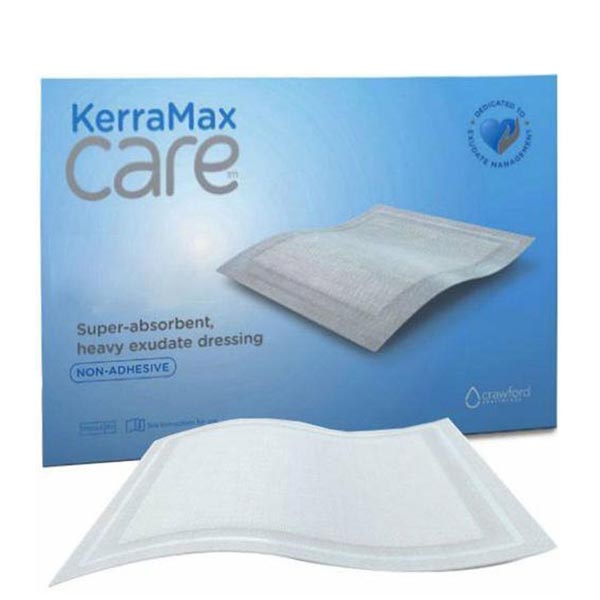 Super Absorbent Dressing KerraMax Care® Gentle Border Nonwoven 4 X 4 Inch Sterile
