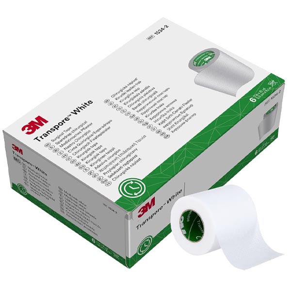Medical Tape 3M™ Transpore™ White Bi-directional Tear Plastic 2 Inch X 10 Yard White NonSterile