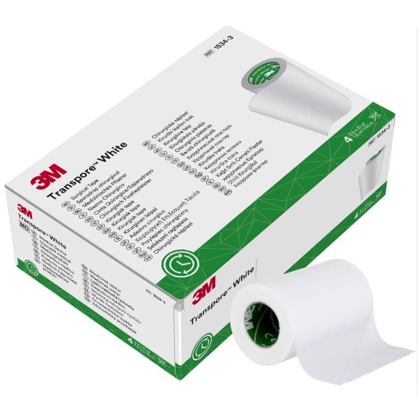 Medical Tape 3M™ Transpore™ White Bi-directional Tear Plastic 3 Inch X 10 Yard White NonSterile
