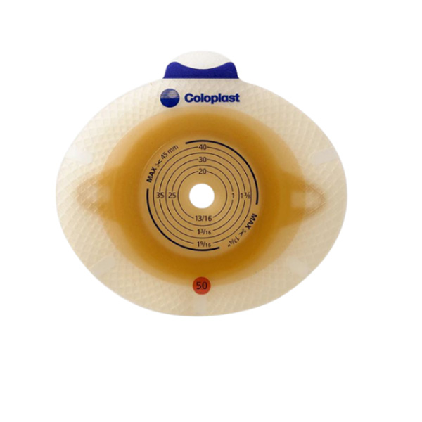 Ostomy Barrier SenSura® Click Pre-Cut, Standard Wear Double Layer Adhesive 50 mm Flange Red Code System 3/16 Inch Opening
