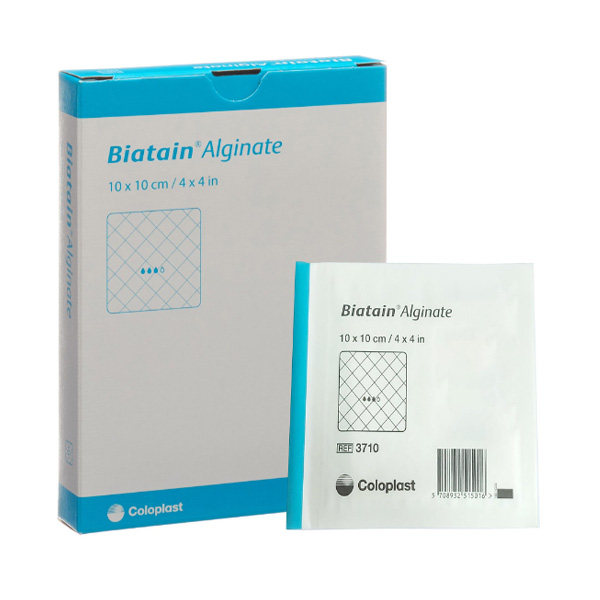 Alginate Dressing Biatain® 4 X 4 Inch Square Calcium Alginate / CMC (carboxymethylcellulose) Sterile