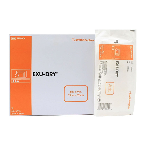 Anti-Shear Absorbent Dressing Exu-Dry Pediatric Polyethylene / Rayon / Cellulose 6 X 9 Inch