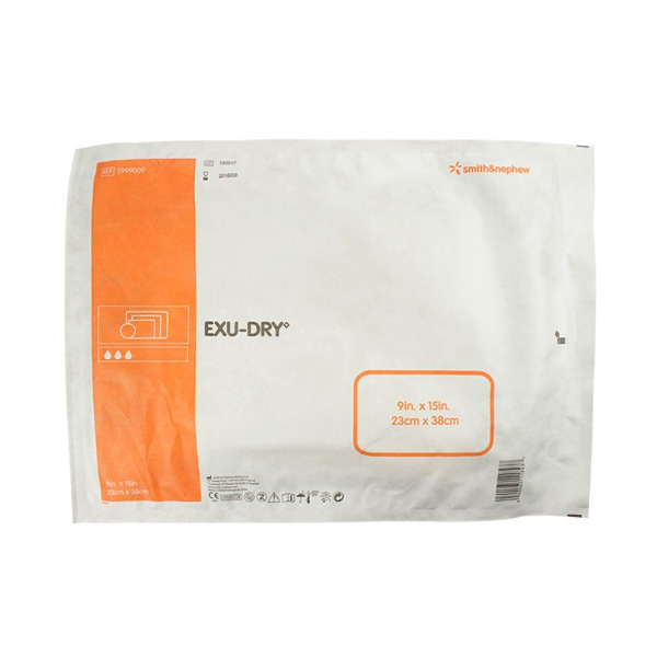 Wound Dressing Exu-Dry Polyethylene / Rayon / Cellulose 9 X 15 Inch