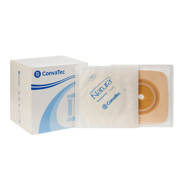 Ostomy Barrier Sur-Fit Natura® Trim to Fit, Standard Wear Stomahesive® Tan Tape 57 mm Flange Sur-Fit® Natura® System Hydrocolloid 1-3/8 to 1-3/4 Inch Opening 5 X 5 Inch