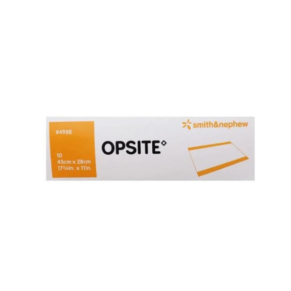 Transparent Film Dressing OpSite Rectangle 11 X 17-3/4 Inch 2 Tab Delivery Without Label Sterile