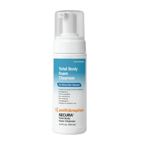 Rinse-Free Antimicrobial Body Wash Secura™ Total Body Foaming 4.5 oz. Bottle Scented