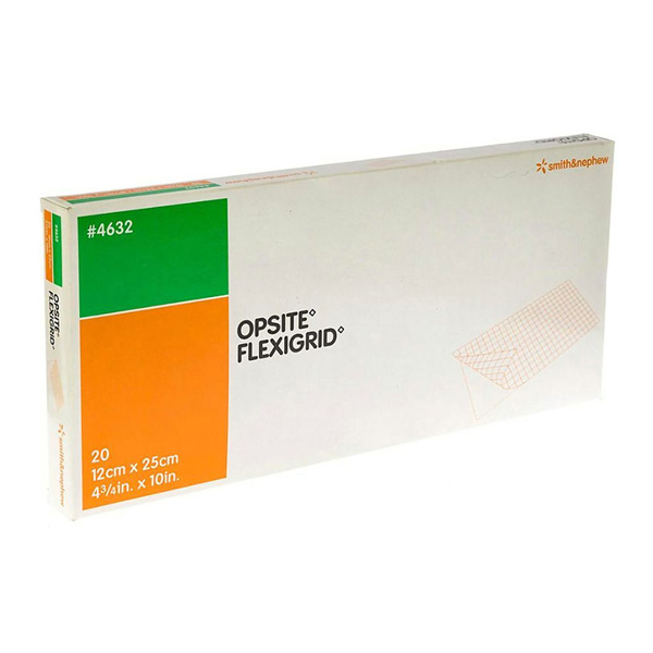 Transparent Film Dressing OpSite Flexigrid Rectangle 4-3/4 X 10 Inch 2 Tab Delivery Without Label Sterile
