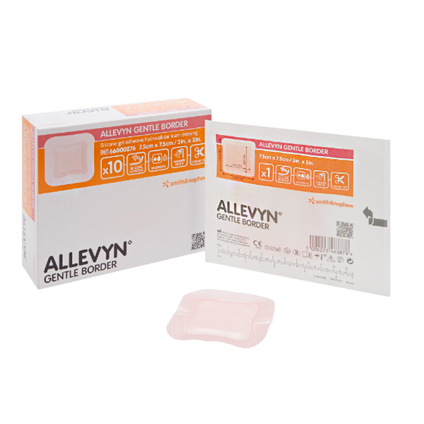 Silicone Foam Dressing Allevyn Gentle Border 3 X 3 Inch Square Silicone Gel Adhesive with Border Sterile