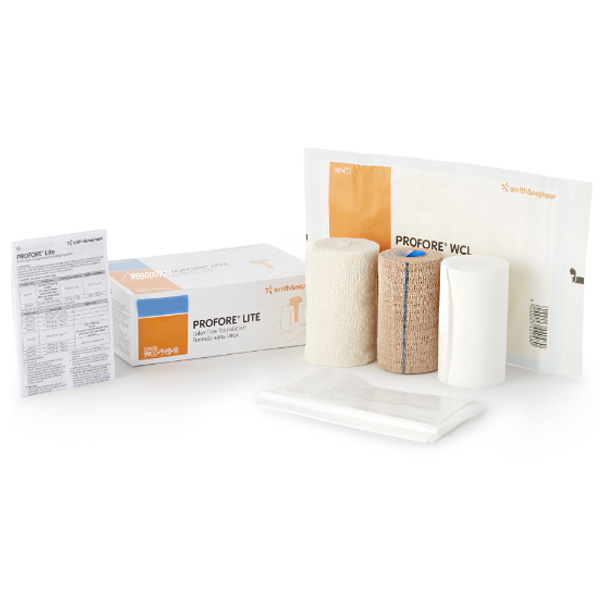 3 Layer Compression Bandage System Profore Lite Low Compression Self-adherent / Tape Closure Tan / White NonSterile