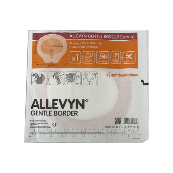 Silicone Foam Dressing Allevyn Gentle Border 8-1/2 X 9 Inch Sacral Silicone Gel Adhesive with Border Sterile
