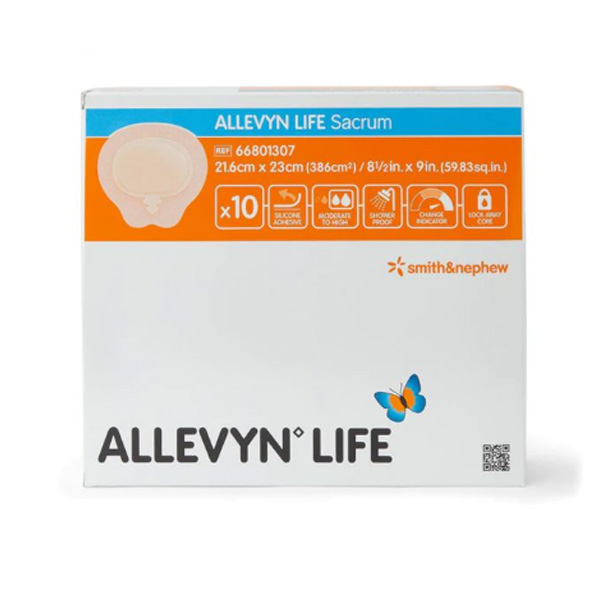 Silicone Foam Dressing Allevyn Life 8-1/2 X 9 Inch Sacral Silicone Adhesive with Border Sterile