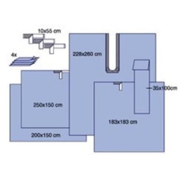Steri-Drape™ Orthopedic Surgical Pack: Op Tape, Hand Towels, Legging, Medium & Large Adhesive Drape Sheets, Adhesive Split Sheet, Instrument Table Cover, 5/bx, 2 bx/cs
