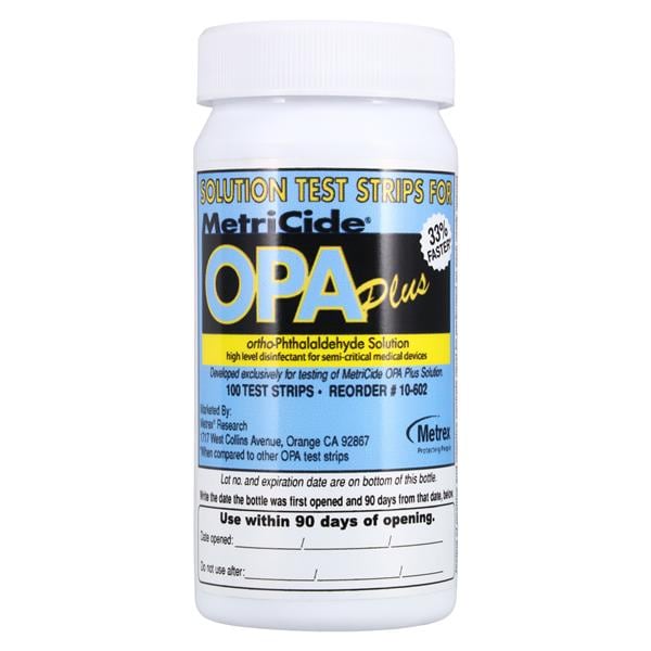 OPA Concentration Indicator MetriCide™ OPA Plus Pad 100 Test Strips Bottle Single Use