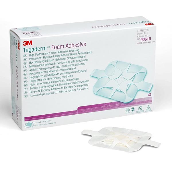 Foam Dressing 3M™ Tegaderm™ High Performance 3-1/2 X 3-1/2 Inch Square Adhesive with Border Sterile