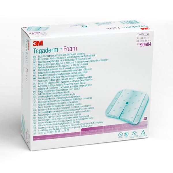 Foam Dressing 3M™ Tegaderm™ High Performance 3-1/2 X 3-1/2 Inch Fenestrated Square Non-Adhesive without Border Sterile