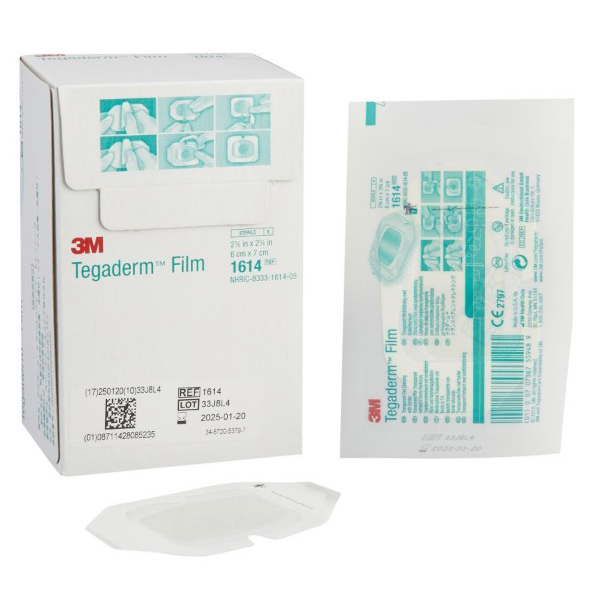 Transparent Film Dressing with Border 3M™ Tegaderm™ Rectangle 2-3/8 X 2-3/4 Inch Frame Style Delivery With Label Sterile