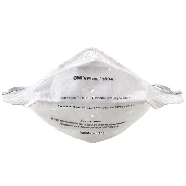 Particulate Respirator / Surgical Mask 3M™ VFlex™ Medical N95 Flat Fold Elastic Strap One Size Fits Most White NonSterile ASTM F1862 Adult