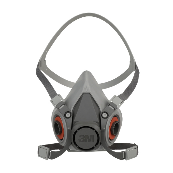 3M™ 6000 Reusable Respirator Industrial Half Face 4 Point Adjustable Head Strap Medium Gray / White