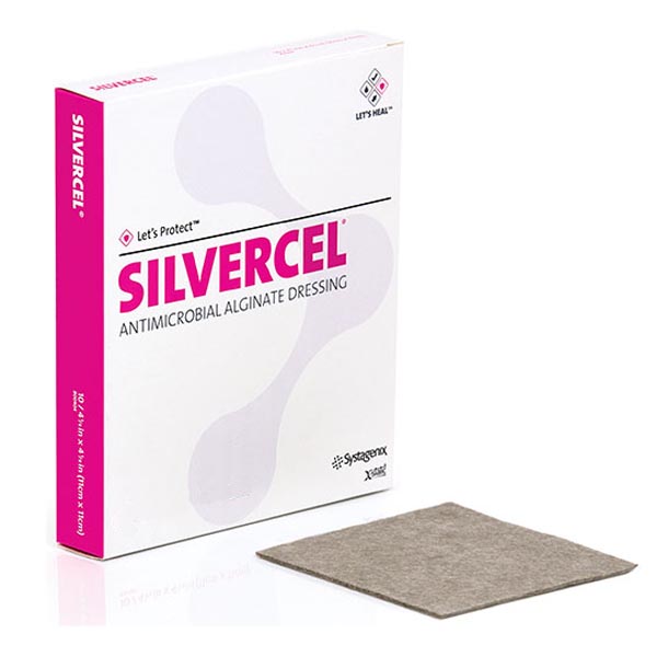 Silver Alginate Dressing Silvercel™ 4-1/4 X 4-1/4 Inch Square Sterile