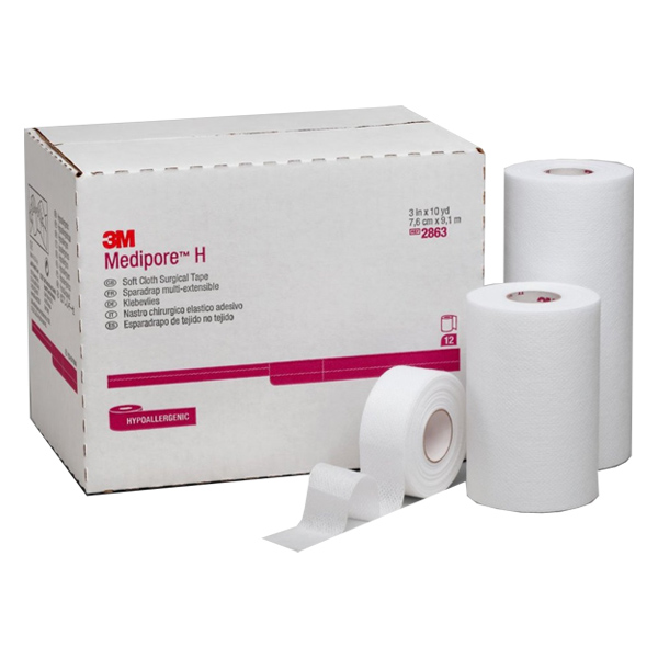 Medical Tape 3M™ Medipore™ H Perforated Soft Cloth 4 Inch X 10 Yard White NonSterile
