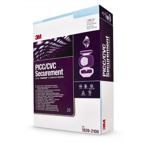 I.V. Specialty Dressing 3M™ PICC/ CVC Securement Device + Tegaderm™ CHG CHG (Chlorhexidine Gluconate) / Film 4 X 6-1/8 Inch Sterile