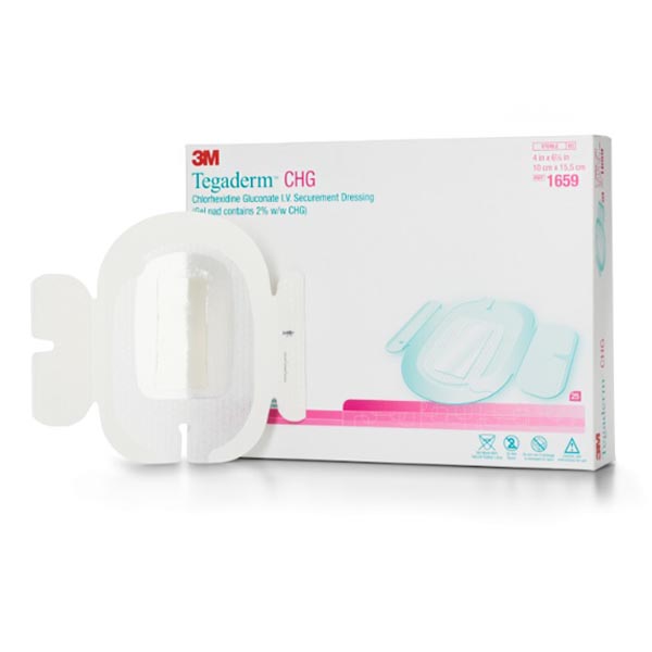 Antimicrobial I.V. Specialty Dressing 3M™ Tegaderm™ CHG CHG (Chlorhexidine Gluconate) / Film 4 X 6-1/8 Inch Sterile