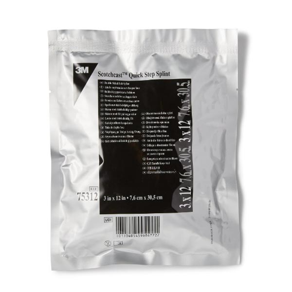 Padded Splint 3M™ Scotchcast™ Quick Step Double Sided Felt 3 X 12 Inch Felt / Fiberglass White