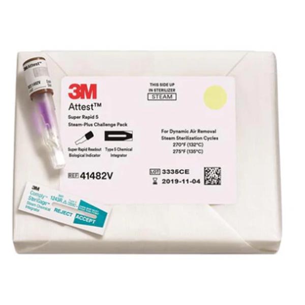Attest™ Super Rapid 5 Steam-Plus Sterilization Indicator Challenge Pack Steam 2 Inch