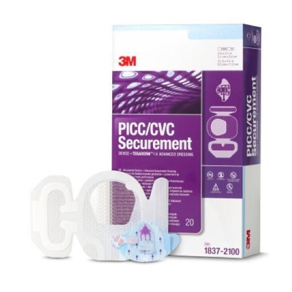 I.V. Specialty Dressing 3M™ PICC / CVC Securement Device + Tegaderm™ Film 3-1/2 X 4-1/2 Inch Sterile
