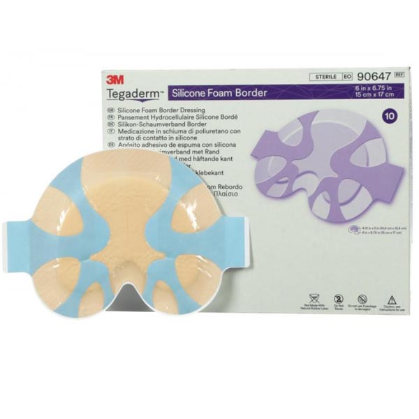 Silicone Foam Dressing 3M™ Tegaderm™ 6 X 6-3/4 Inch Sacral Silicone Adhesive with Border Sterile