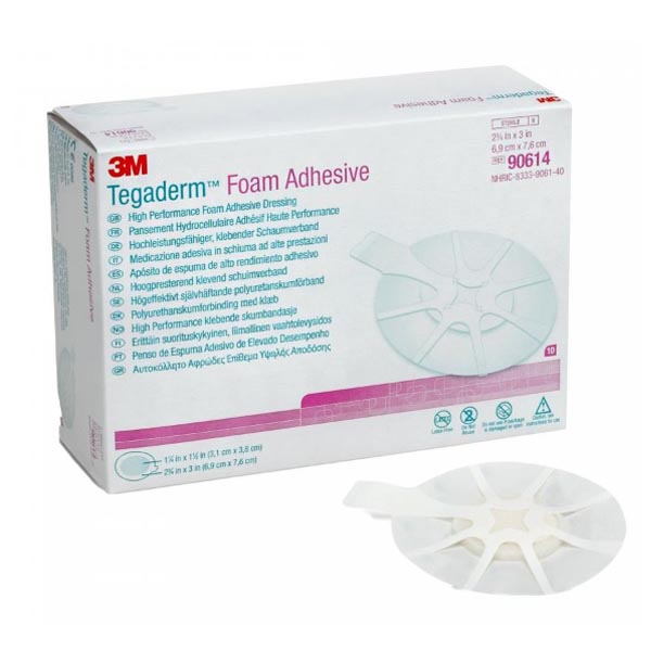 Foam Dressing 3M™ Tegaderm™ High Performance 2-3/4 X 2-3/4 Inch Oval Adhesive with Border Sterile