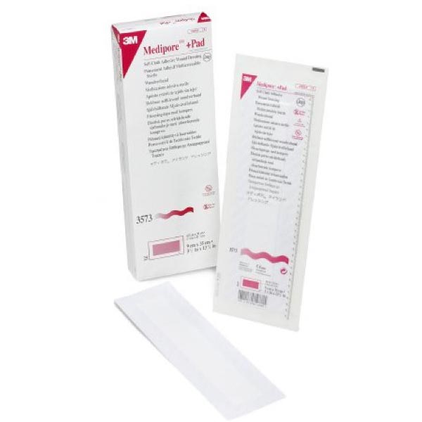 Adhesive Dressing 3M™ Medipore™ 3-1/2 X 13-3/4 Inch Soft Cloth Rectangle White Sterile