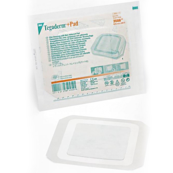 Transparent Film Dressing with Pad 3M™ Tegaderm™ +Pad Square 6 X 6 Inch Frame Style Delivery Without Label Sterile
