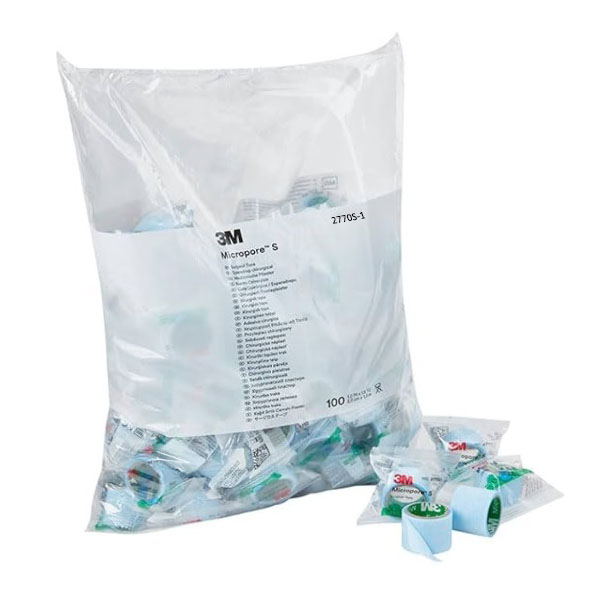 Medical Tape 3M™ Micropore™ S Single Use Roll Silicone 1 Inch X 1-1/2 Yard Blue NonSterile