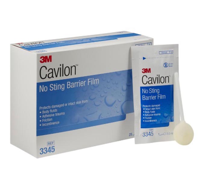 Skin Barrier Applicator 3M™ Cavilon™ No Sting 26 to 62% Strength Hexamethyldisiloxane / Isooctane / Acrylate Terpolymer / Polyphenylmethylsiloxane Individual Packet Sterile