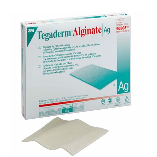 Silver Calcium Alginate Dressing 3M™ Tegaderm™ 4 X 5 Inch Rectangle Sterile