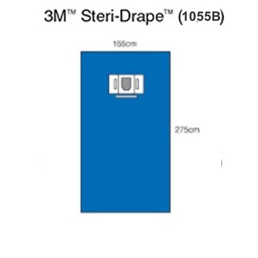 [MMM-1055B] Large Sheet with Incise Film & Pouches, 62" x 107", Standard Blue Fabric, Face Arch, 2 Fluid Collection Pouches, 14/bx, 2 bx/cs