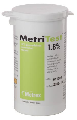 [MET-10-304] Glutaraldehyde Concentration Indicator MetriTest™ 1.8% Pad 60 Test Strips Bottle Single Use