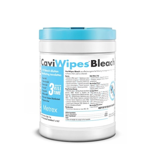 [MET-13-9100] CaviWipes™ Bleach Surface Disinfectant Cleaner Premoistened Manual Pull Wipe 90 Count Canister Disposable Bleach Scent NonSterile