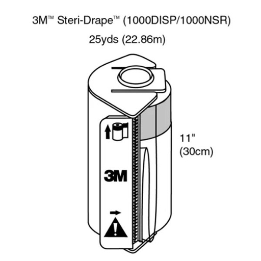 [MMM-1000NSR] General Purpose Drape 3M™ Steri-Drape™ Roll Prep Drape with Dispenser 11 Inch X 25 Yard NonSterile