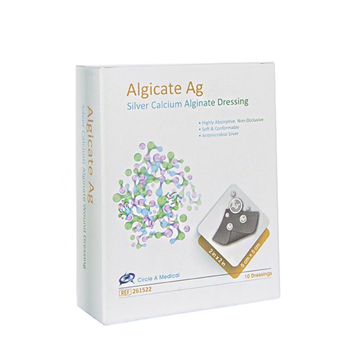 [CIR-261522] Silver Calcium Alginate Dressing, 2" x 2", Sterile 1s, 10/bx