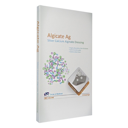 [CIR-261548] Silver Calcium Alginate Dressing, 4" x 8", Sterile 1s, 5/bx